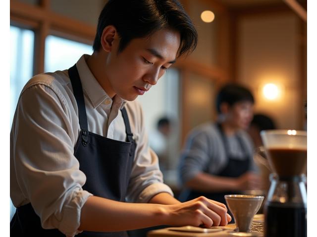 한성 브루 & 블룸의 창립자가 커피를 내리며 고객과 소통하는 모습