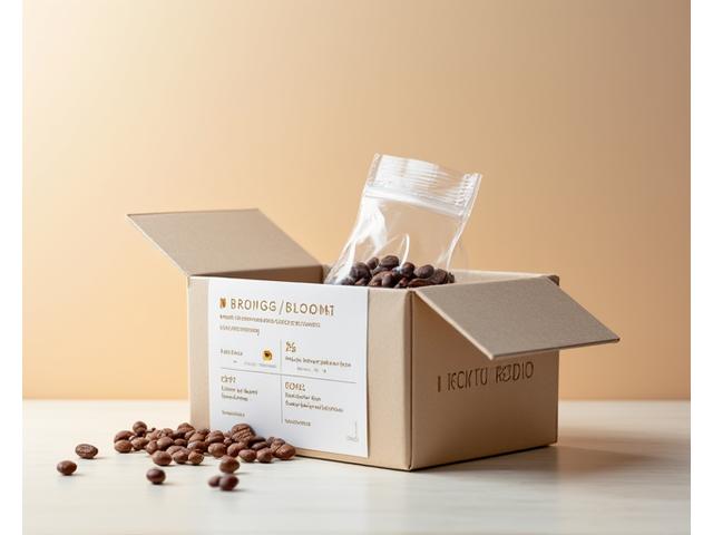 안전하게 포장된 원두 박스와 신선한 커피 원두