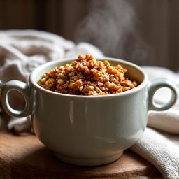 그래놀라 보울과 루이보스 티가 함께 놓여있는 모습