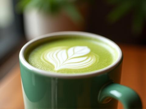 풍성한 거품의 따뜻한 마차 라떼